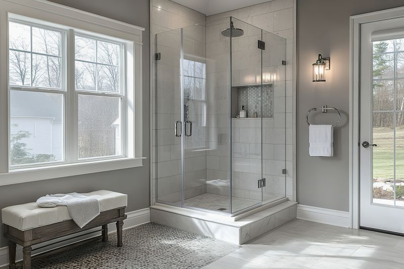 Corner Shower with Glass Doors